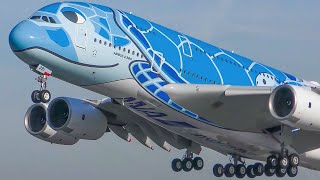 90 MINUTES AIRPLANES ONLY - Airbus A380 ONLY - A380 Landing, Departure, Go Around ... (4K)