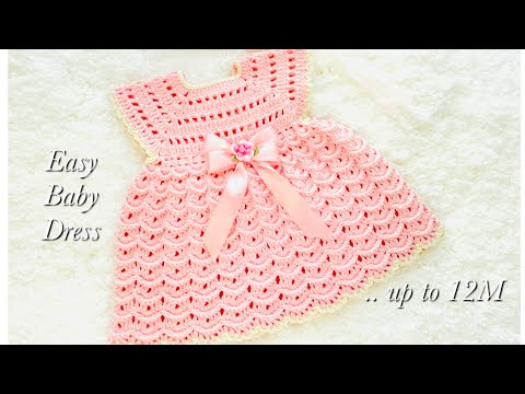 Easy Crochet Dress or Frock for 0-3M baby girl with headband VARIOUS SIZES  - Crochet for baby