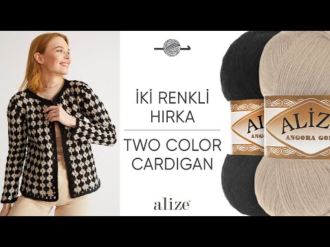 Alize Angora Gold ile İki Renkli Hırka • Two Color Cardigan • Двухцветный кардиган