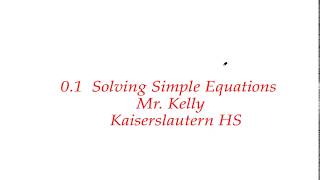 Solving Simple Equations