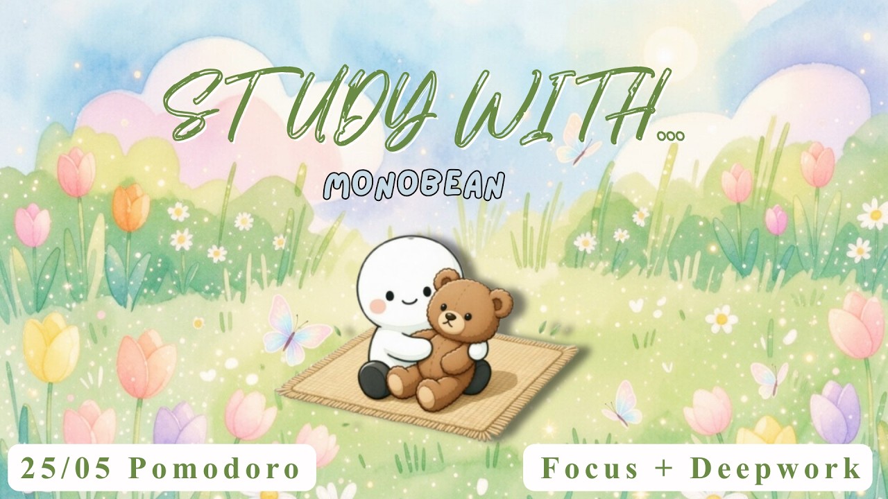 Supercharge Your Study Session! - 25/5 + Story Breaks & Ocean Relaxation | Study With Monobean