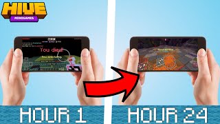 Becoming The BEST Minecraft Phone Player in 24 Hours // MCPE Hive