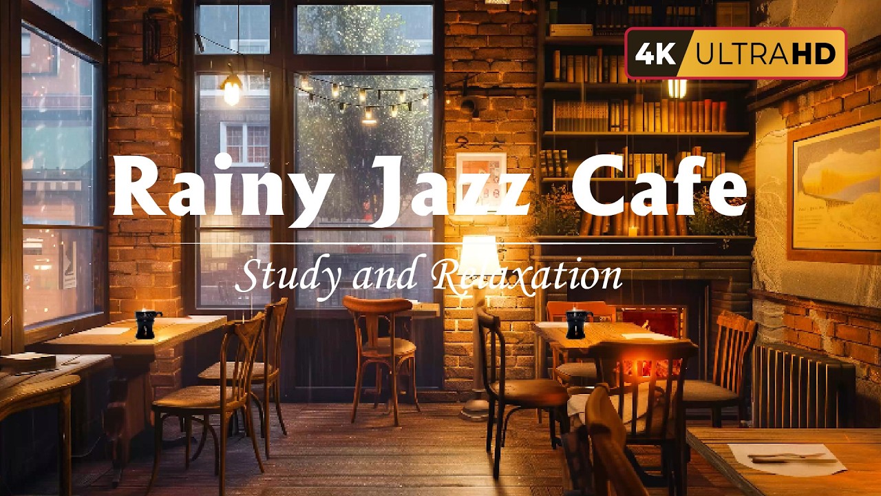 Rainy Jazz Cafe - Relaxing Jazz Piano Music in Coffee Shop Ambience for Work, Study and Relaxation