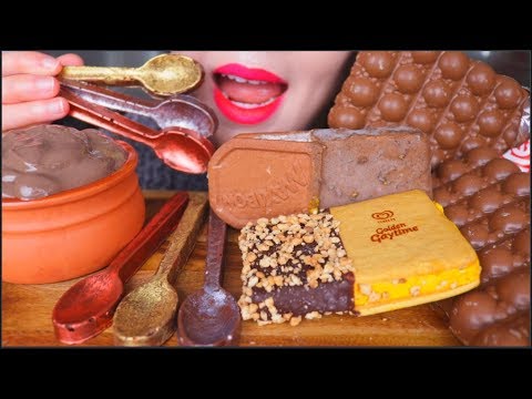 ASMR CHOCOLATE SPOONS | ICE CREAM SANDWICHES | PUDDING | MALTESERS | CRUNCHY EATING SOUNDS