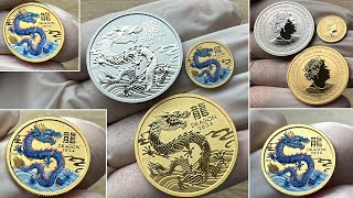 Unveilling the 2024 Australia 1/10 oz Colorized Gold Lunar Blue Dragon BU