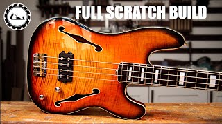 Full Build: Thinline bass guitar with stunning flame maple top.