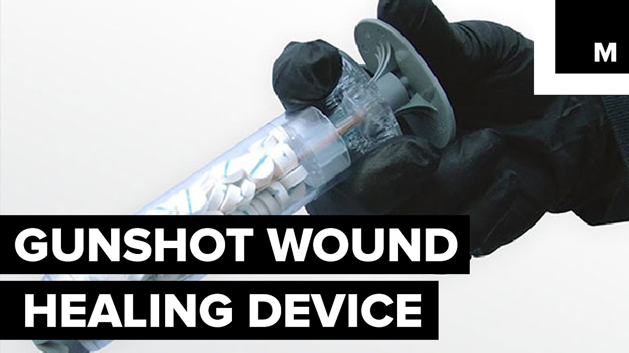 Sponge-filled syringe for gunshot wounds - youtube
