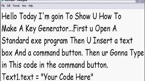 How To Make A Key Generator Acting Program Using VB6