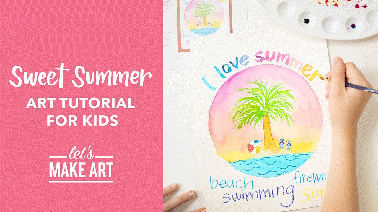 Sweet Summer 🌴 Seasons Watercolor Art for Kids by Nicole Miyuki of Let's Make Art