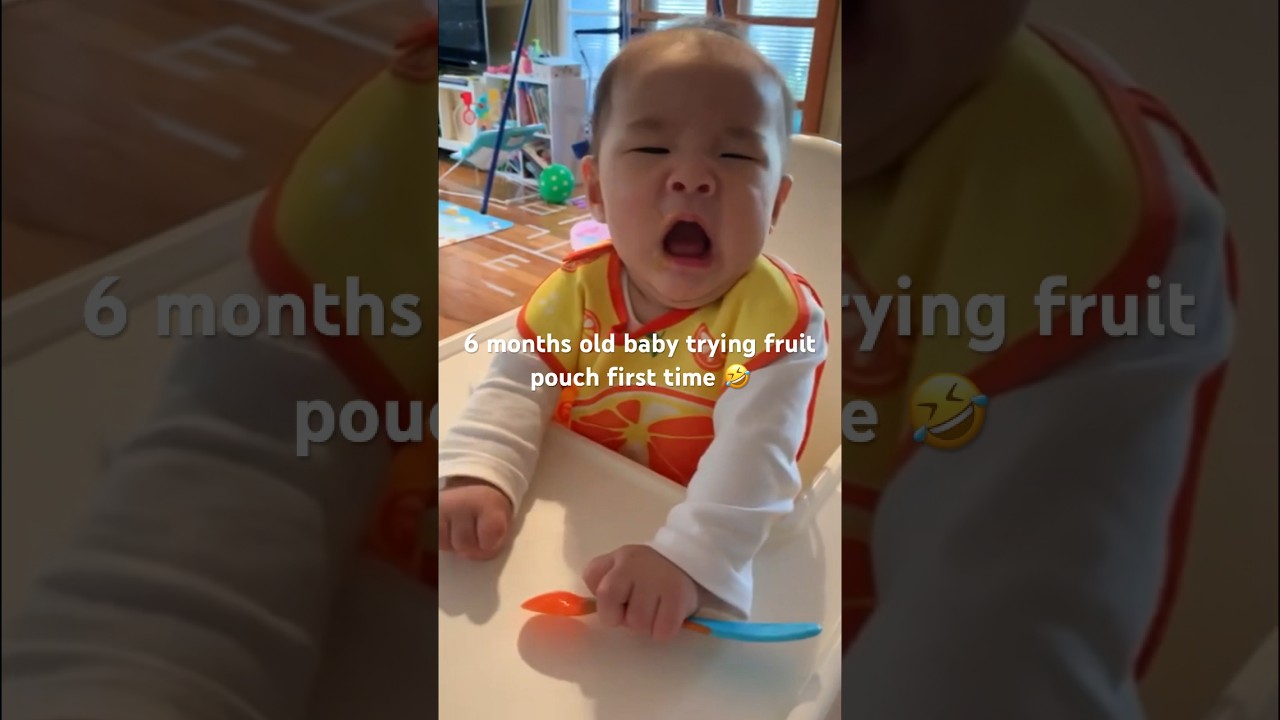 When a baby first tries a fruit pouch