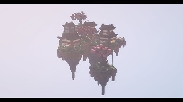 Minecraft Floating Island Japanese Village Time Lapse