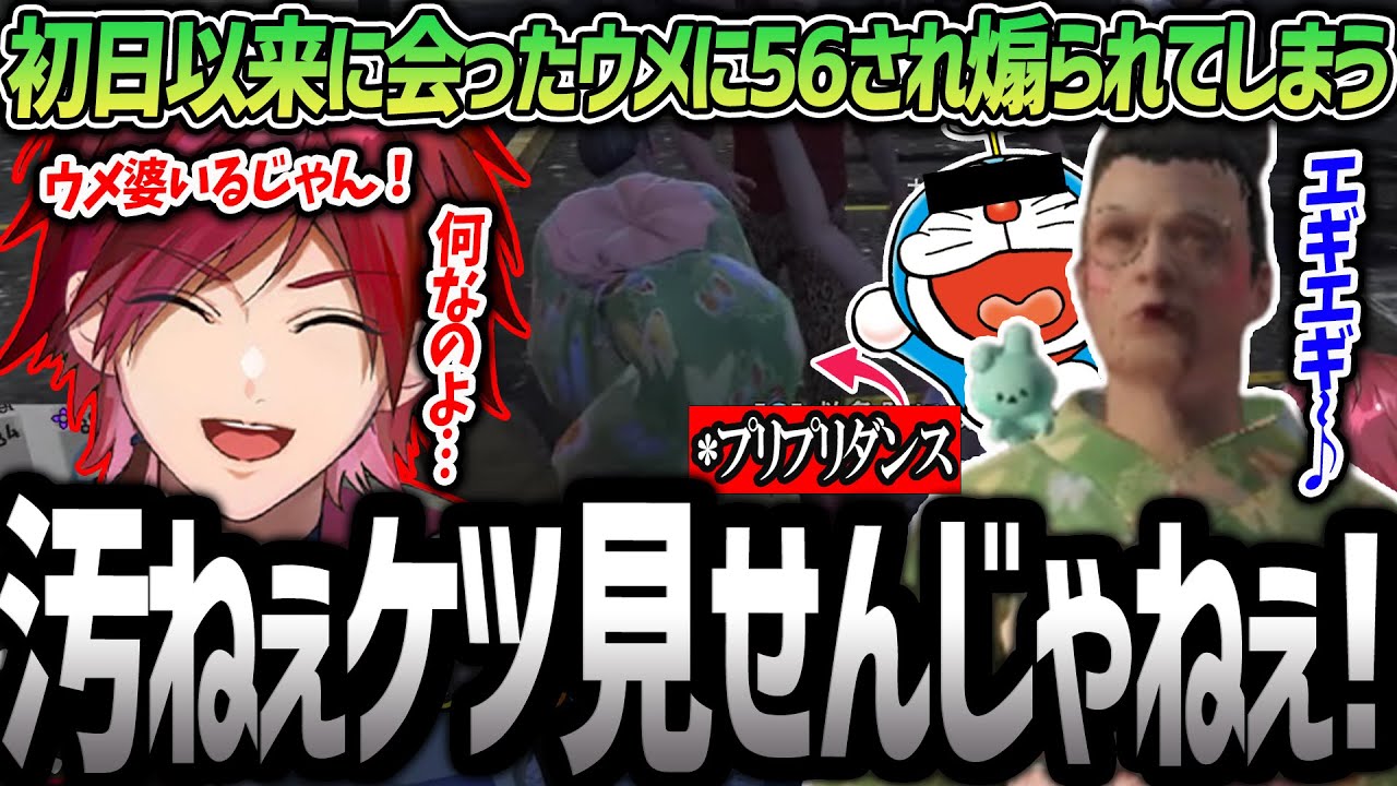 【ストグラ】初日ぶりに再会したウメに奇襲を掛けるも反撃に遭い倒されて煽られるローレン（ローレン・イロアス/切り抜き）