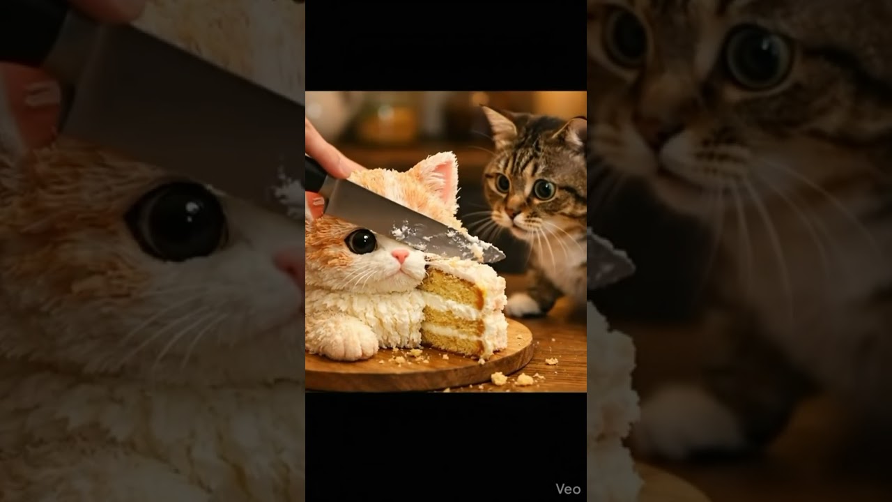 “Wait… is that a cat or a cake?! 😱🐱🎂”