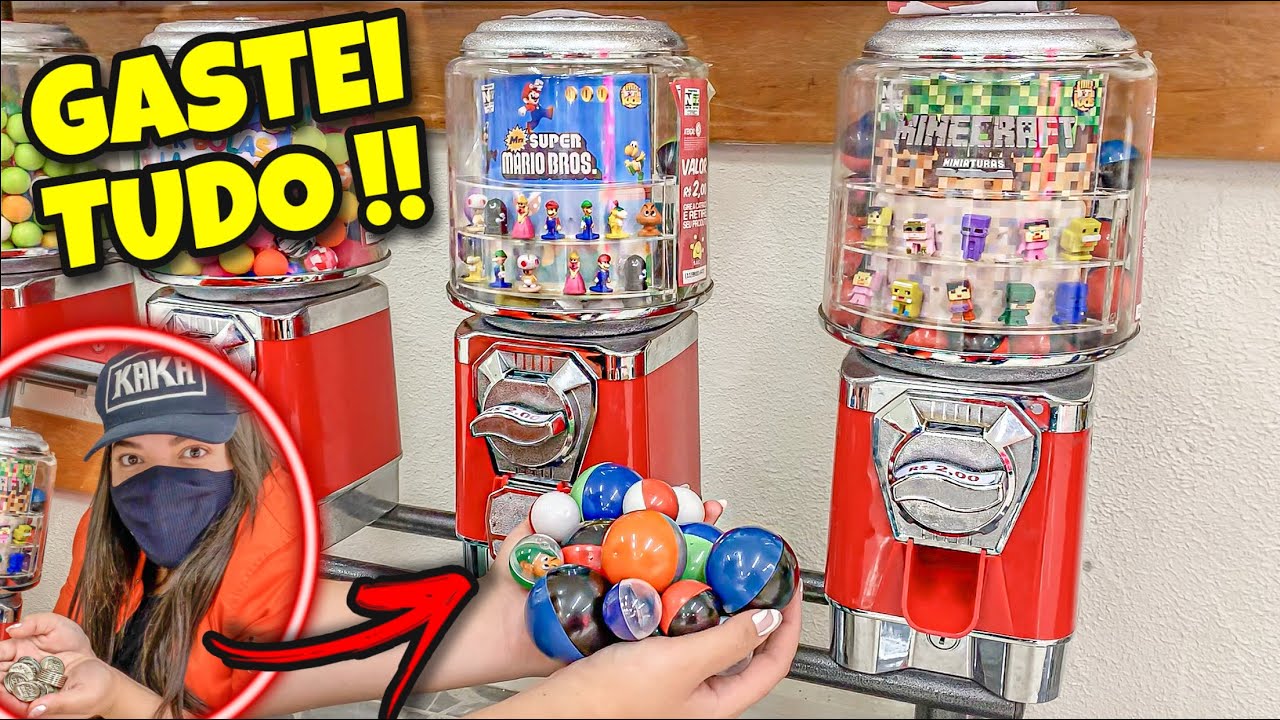 GASTEI R$40 REAIS NAS MÁQUINAS DE MOEDAS (VENDING MACHINE) !!! *OLHA O QUE EU ENCONTREI*