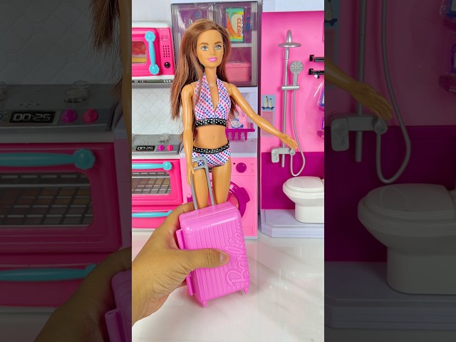 Barbie Doll and Suitcase Travel Set Toys, Satisfying With Unboxing Miniature ASMR Videos