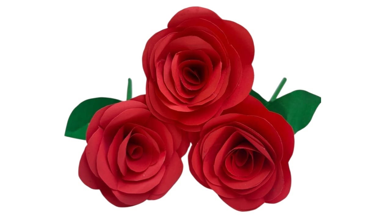 Beautiful rose flower making with paper 