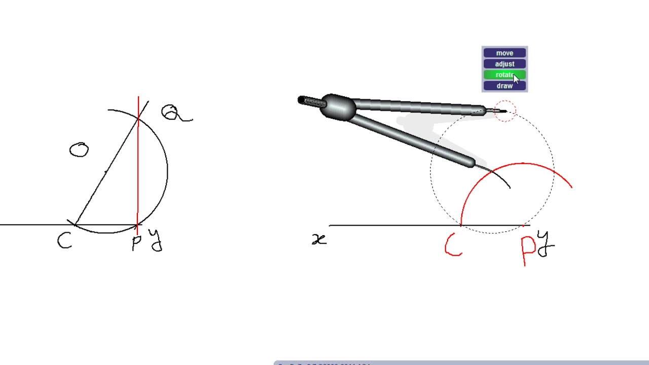 Draw a perpendicular to a given line from a point (when it is near the end of the line) within it