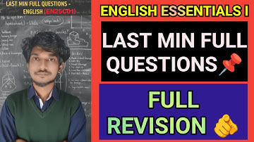 ENGLISH ESSENTIALS Last Min Full Revision Questions‼️| EN25C01 📌| Anna University English Revision⁉️
