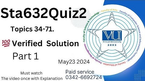 STA632 - Sampling Techniques Quiz 2:23-5-2024 💯 Percent Answers