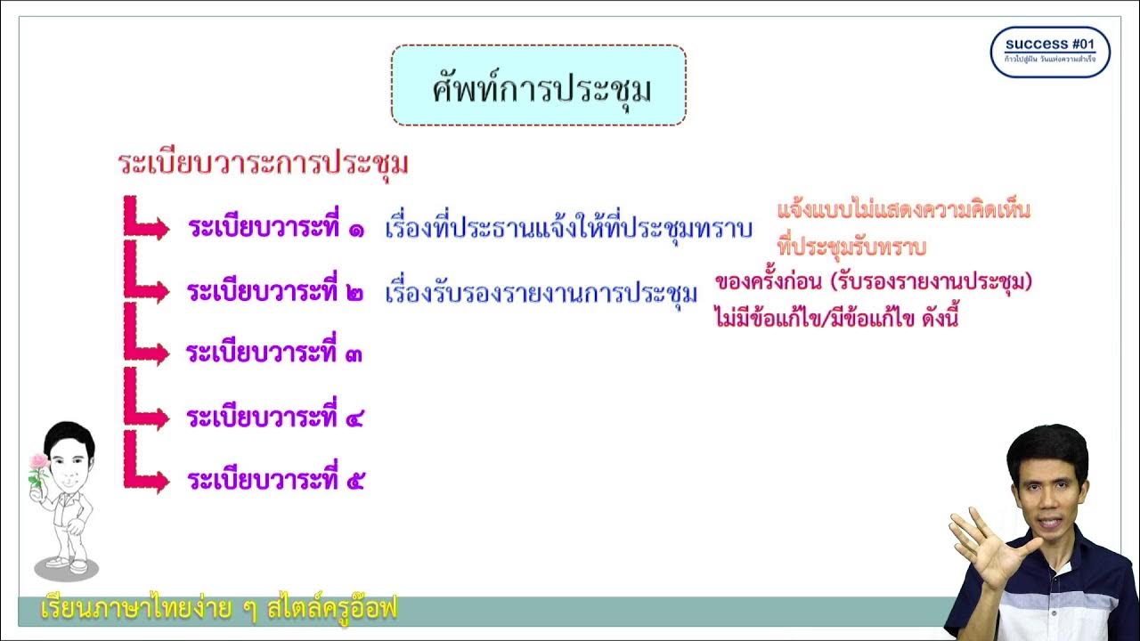 ศัพท์การประชุม ระเบียบวาระการประชุม (ถ้าดูจะถูกข้อนี้ชัวร์ O-NET ง่าย ๆ ... ศัพท์การประชุม ระเบียบวาระการประชุม (ถ้าดูจะถูกข้อนี้ชัวร์ O-Net ง่าย ๆ ...