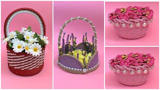 3 Diy Flower Basket/ Diy Rope Basket/ Diy Jute Basket