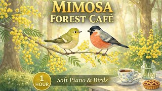 Mimosa Forest Café at Sunset 🌼 Soft Piano & Bird Ambience | Relaxing Spring Study Music (1 Hour) screenshot 2