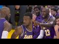 LeBron and Bronny assists to each other then LeBron has words for Warriors fan