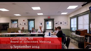 Canterbury NH Board of Selectmen Meeting - 9 September 2024