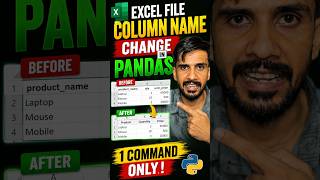 Excel file ke column names Python se change karo sirf 3 seconds mein! 😱#pandas #python #datascience