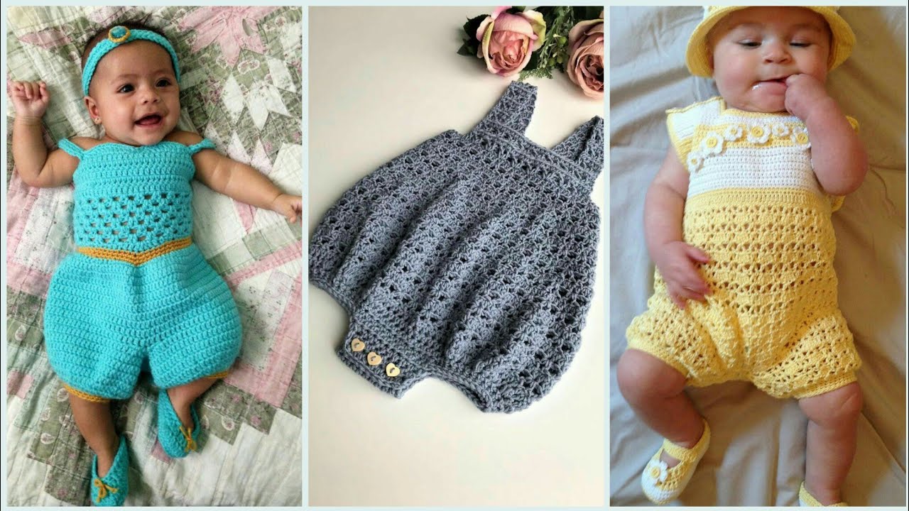 Latest and stunning crochet knitted baby romper outfits for newborn ...