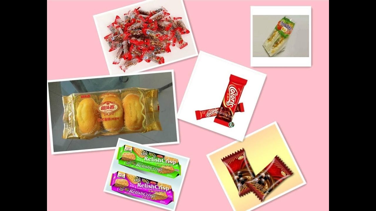 auto flow wrapping machine with PET film roll running video almohada máquina de embalaje