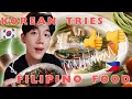 Korean tries FILIPINO FOOD for the first time | 🥢 Sinigang, Kare-Kare, SigSig