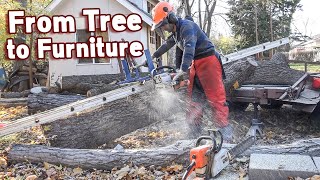 Turning a Walnut Tree into a Sideboard | Woodworking ASMR