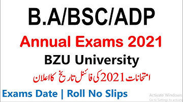 BZU University Annual Exams 2021 BA/BSC/ADP Final Date | Roll No SLips Must Watch All Students