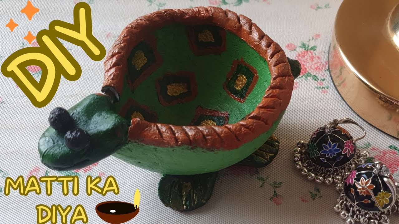 Air dry clay jewelry holder Diy Lippan art on matti ka diya Diy air dry clay YouTube