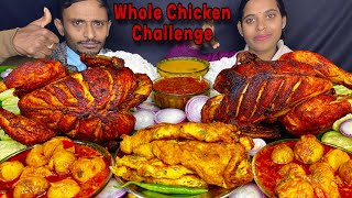 FULL WHOLE TANDOORI CHICKEN with Dal Chawal Omelette & Dum Aloo | EXTREME Bengali Eating Challenge