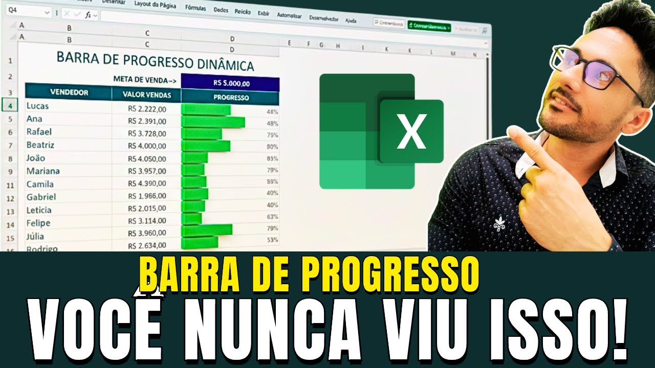 🔥 O SEGREDO das BARRAS de PROGRESSO no EXCEL com FORMATAÇÃO CONDICIONAL nas CÉLULAS!