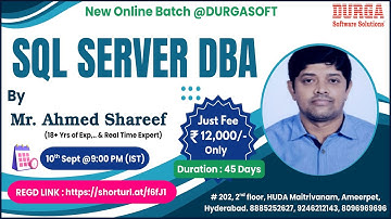 SQL SERVER DBA Online Training @ DURGASOFT