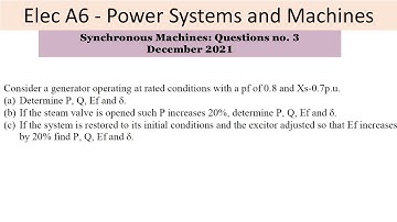 PEO solved examples (ELEC A6): Synchronous Machines no. 3