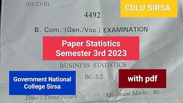 B.com Cdlu Paper Statistics Semester 3rd 2023