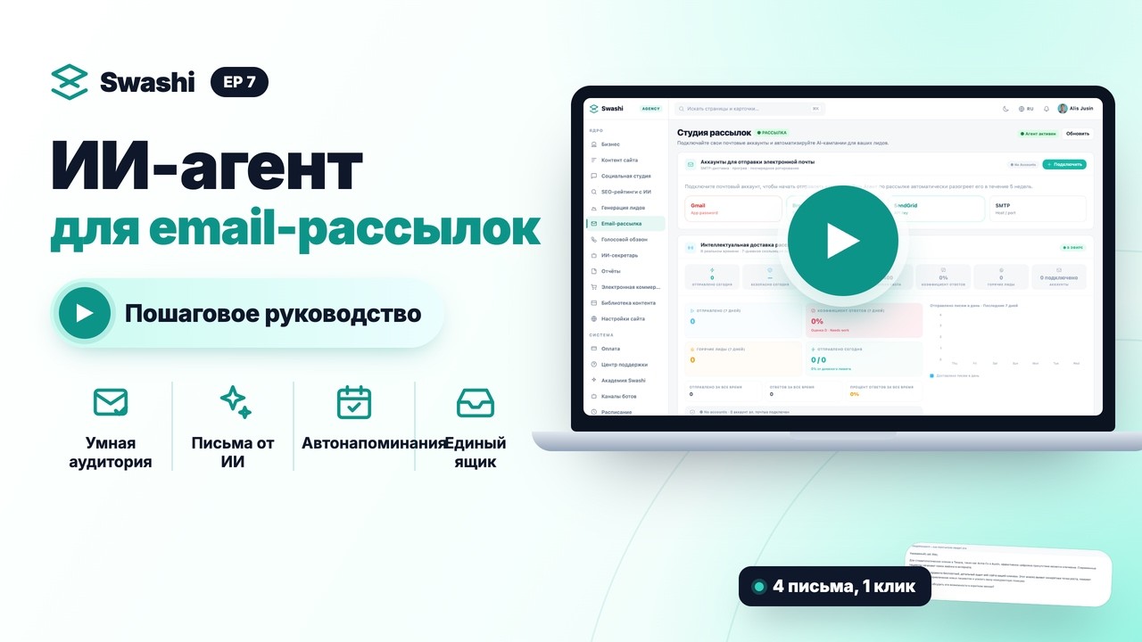 Как пользоваться агентом рассылок Swashi