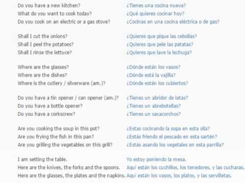 Spanish lesson/English lessons how to study spanish 19 (In the kitchen)