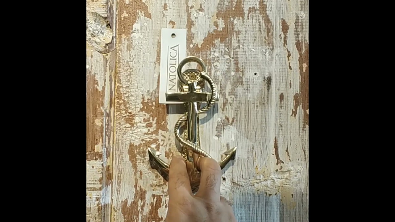 Anatolica Ships Anchor Door Knocker with Rope Details Brass 6.30" (Polished Brass)