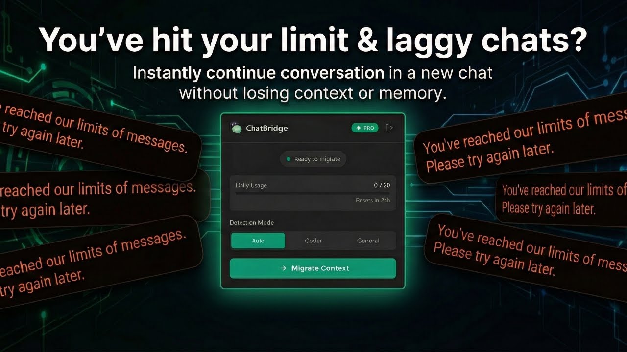 Video Chat Lagging ChatBridge AI: ChatGPT Limit Reached or Too Laggy? How to Continue ...