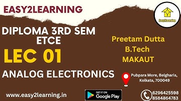 Introduction Class Analog Electronics | Lec 01 | ETCE Semester Free Course | By Easy2Learning |
