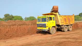 JCB Backhoe Going Village Farm Mud Loading in Tata Dump Truck For Making Road 11