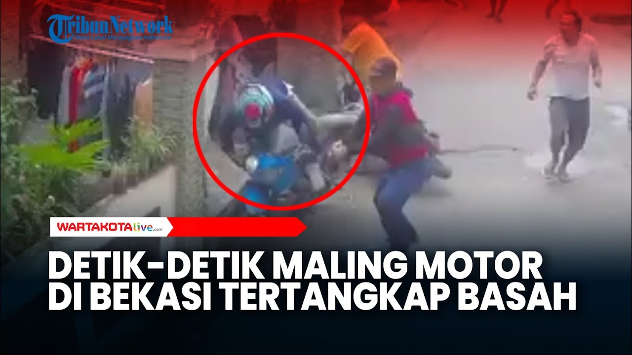 Detik-detik Maling Motor di Bekasi Tertangkap Basah dan Jadi Bulan bulanan Warga​