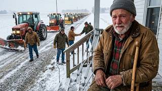 He Plowed Every Widow's Driveway for Thirty Winters — The Year He Broke His Hip, Forty Tractors Came