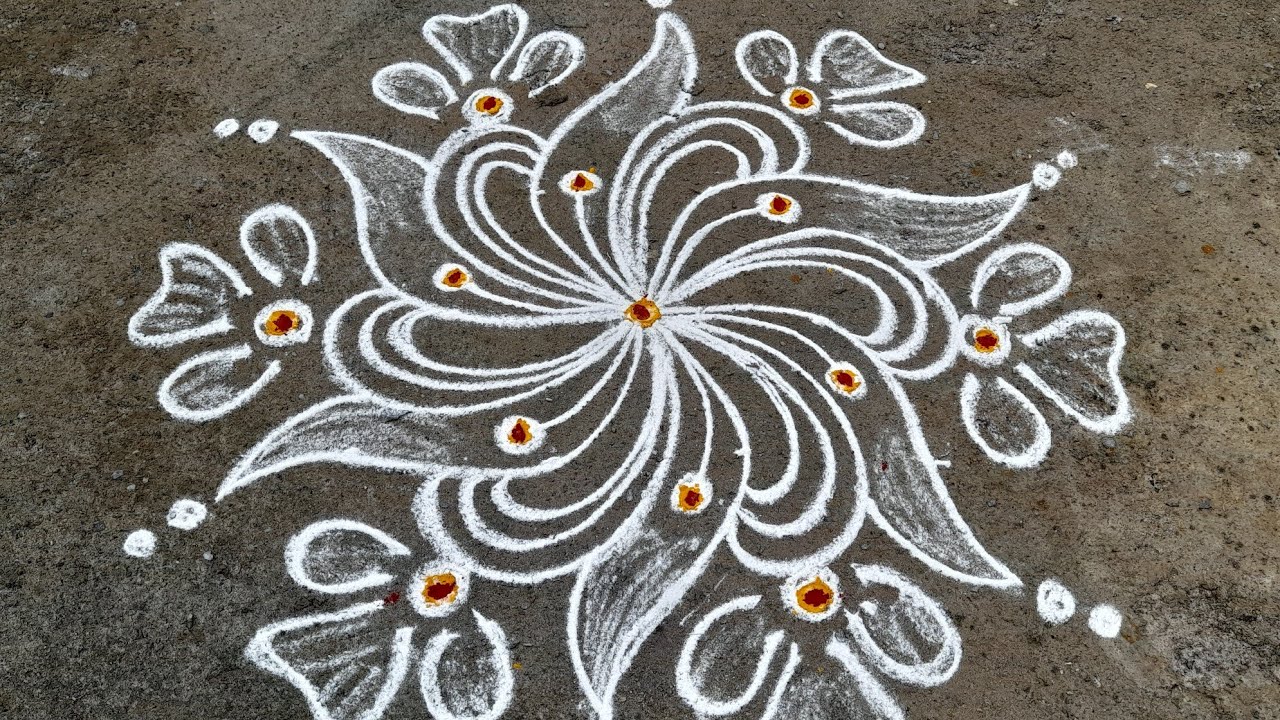 festival rangoli navaratri special lotus kolam Anu'sworld pandagamuggulu Friday rangoli simplekolam