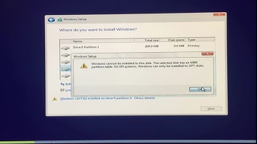 Windows Cannot be Installed to Disk 0 Partition 1 Error GPT